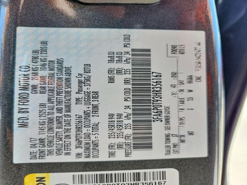 2017 FORD FUSION SE 12