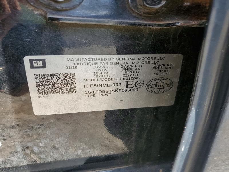 2019 CHEVROLET MALIBU LT 12