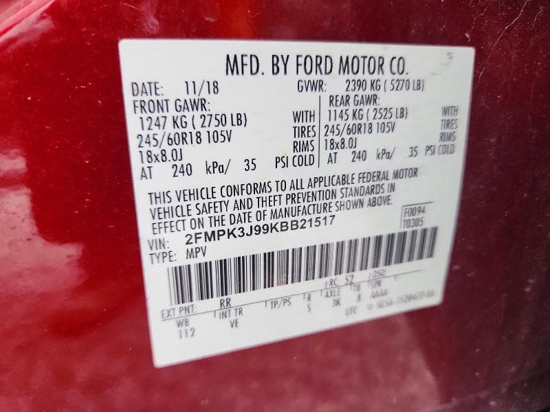 2019 FORD EDGE SEL 13