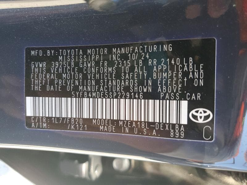 2025 TOYOTA COROLLA LE 13