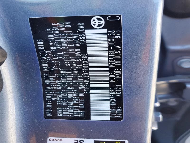 2023 TOYOTA COROLLA LE 12
