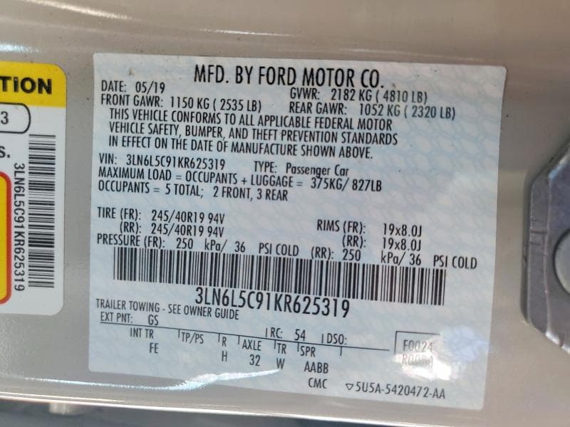 2019 LINCOLN MKZ RESERVE I 12