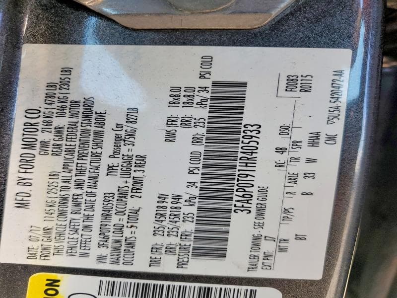 2017 FORD FUSION SE 12