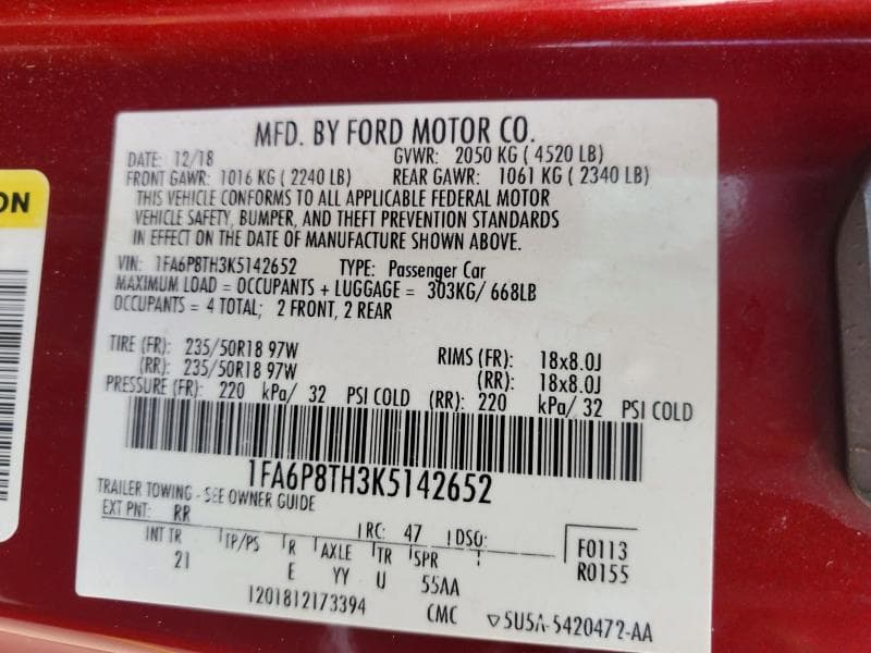 2019 FORD MUSTANG 12