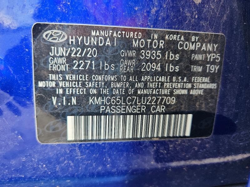 2020 HYUNDAI IONIQ BLUE 12
