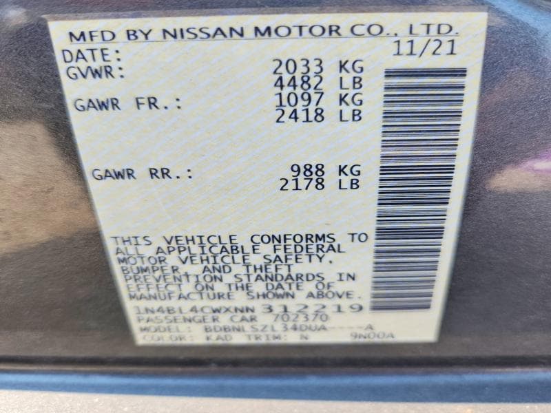 2022 NISSAN ALTIMA SR SR 13