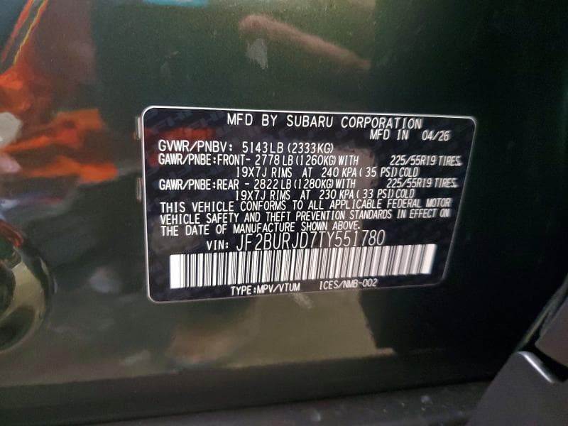 2026 SUBARU OUTBACK TOURING XT 14