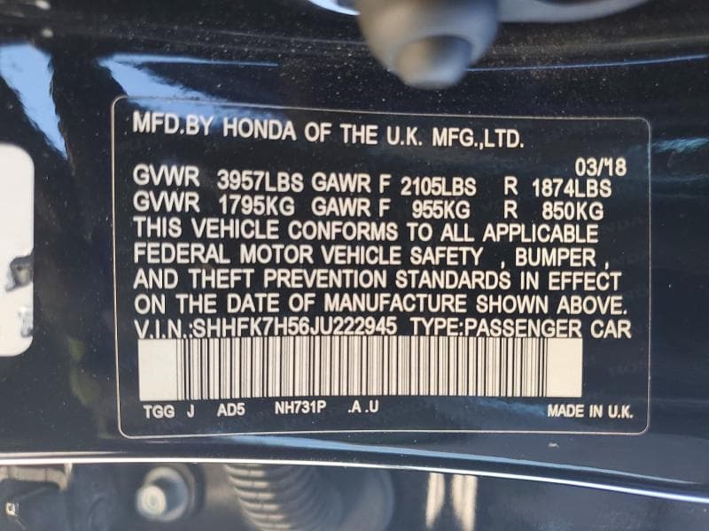 2018 HONDA CIVIC EX 12