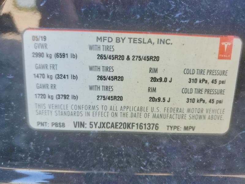 2019 TESLA MODEL X 14