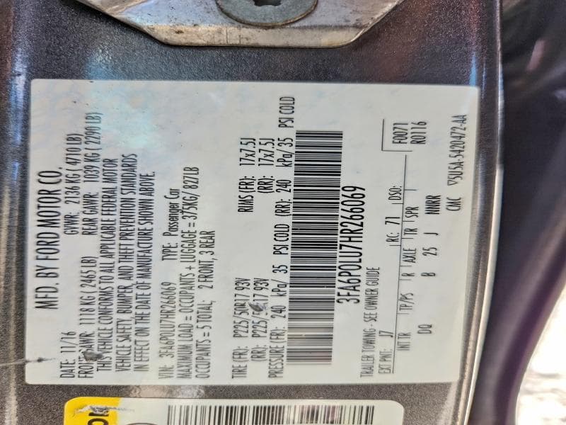 2017 FORD FUSION SE HYBRID 13