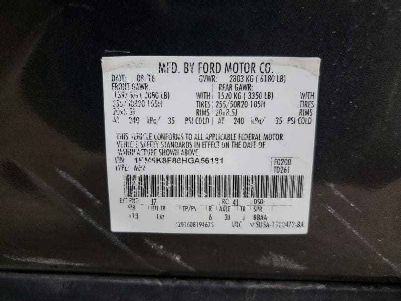 2017 FORD EXPLORER LIMITED 13