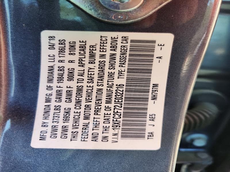 2018 HONDA CIVIC EX 12