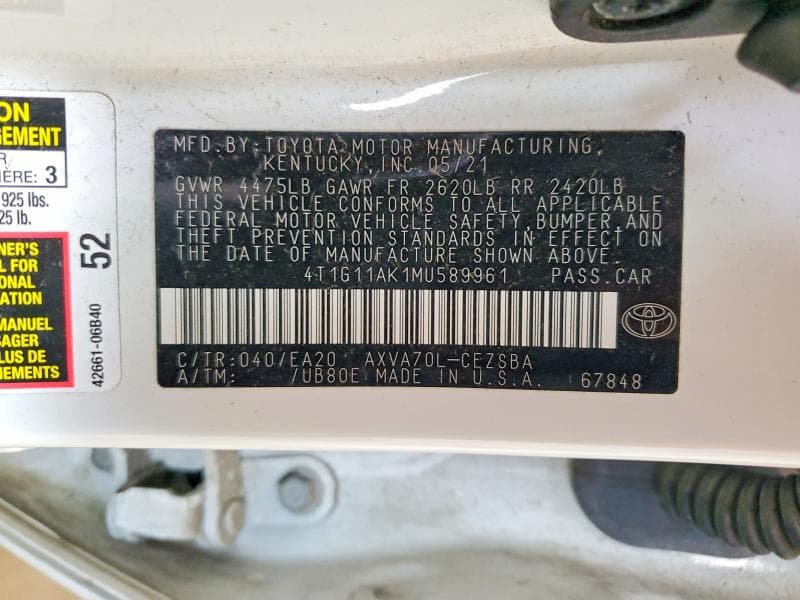 2021 TOYOTA CAMRY SE 13