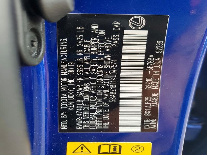 2019 LEXUS ES 350 12