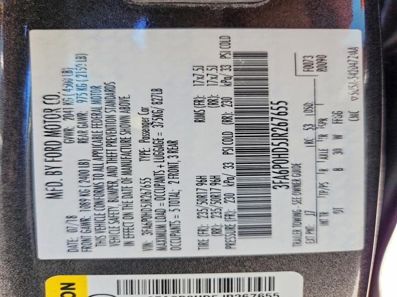2018 FORD FUSION SE 12