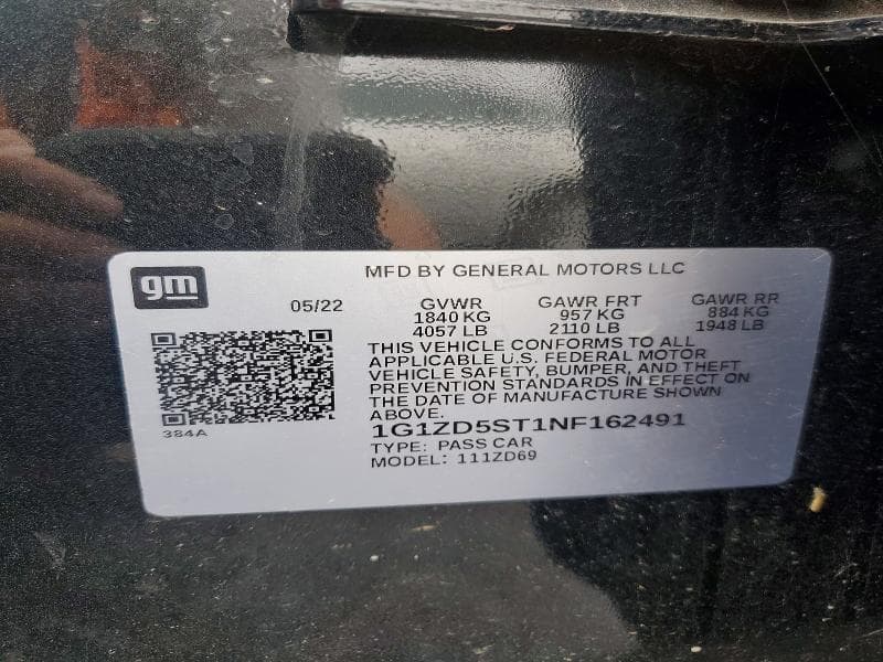 2022 CHEVROLET MALIBU LT 12