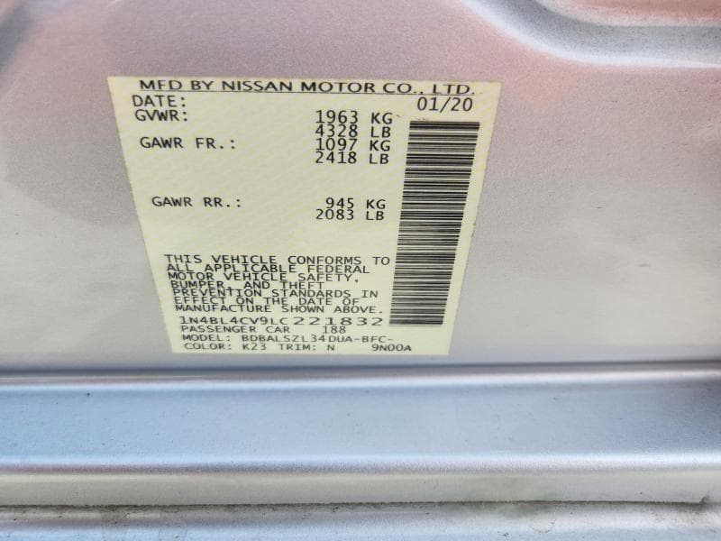 2020 NISSAN ALTIMA SR 12