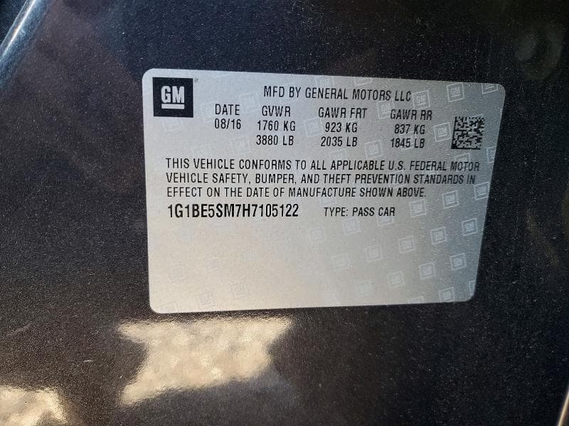 2017 CHEVROLET CRUZE LT 12