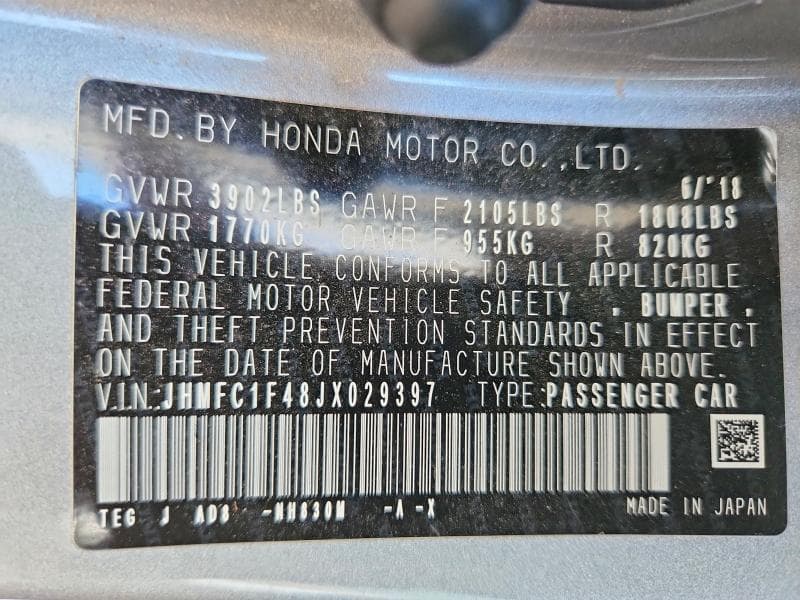 2018 HONDA CIVIC EX 13