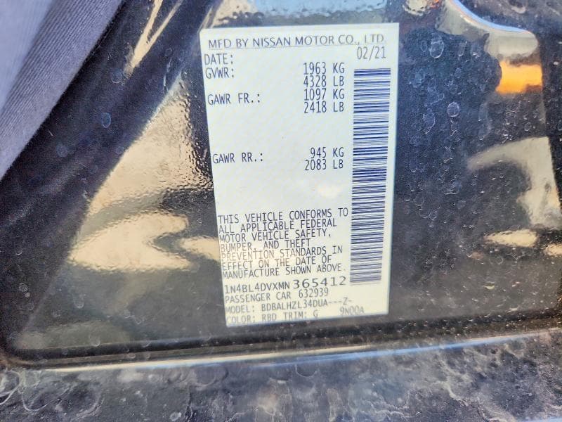 2021 NISSAN ALTIMA 12