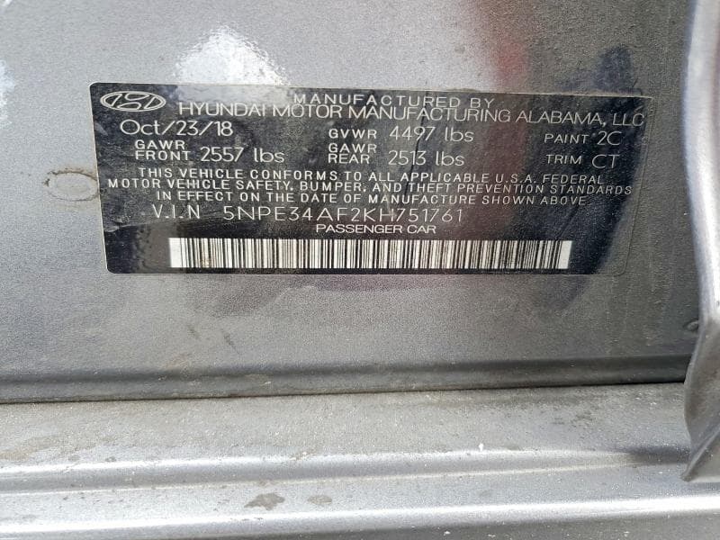 2019 HYUNDAI SONATA SEL 13