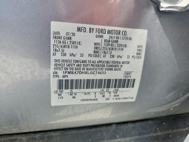 2020 FORD EXPLORER XLT 13
