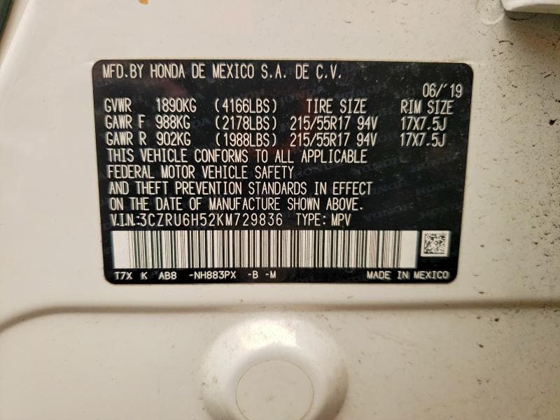 2019 HONDA HR-V EX 13