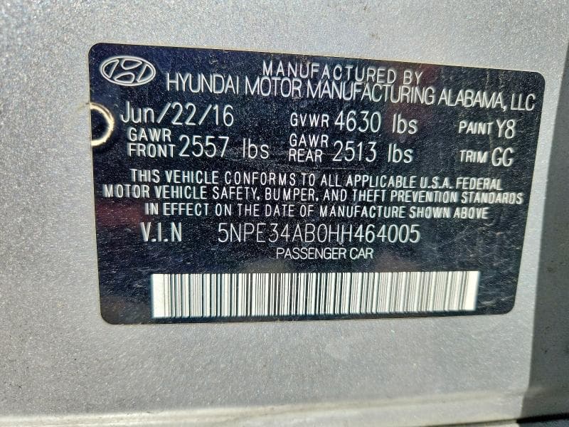 2017 HYUNDAI SONATA SPORT 2.0T 12