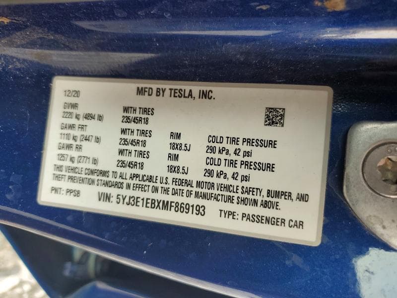 2021 TESLA MODEL 3 13