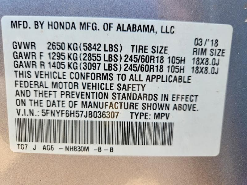 2018 HONDA PILOT EXL 13