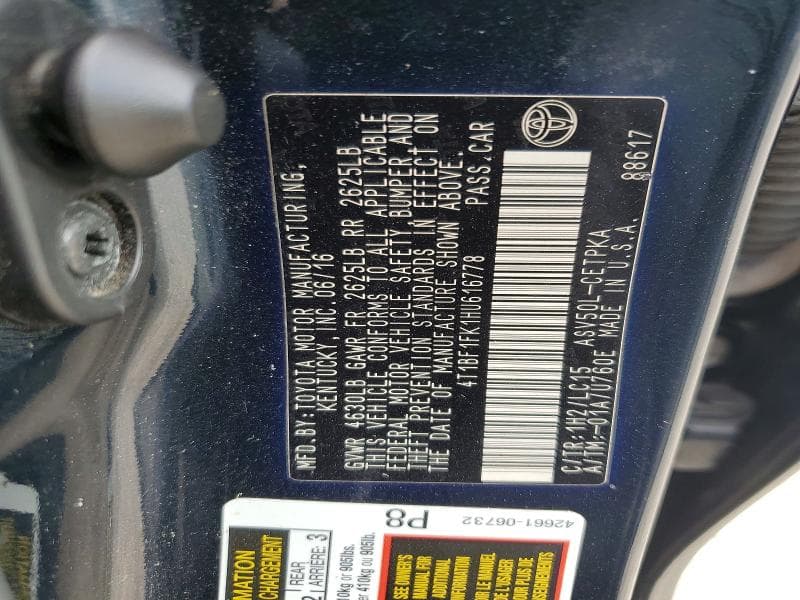 2017 TOYOTA CAMRY XSE 12