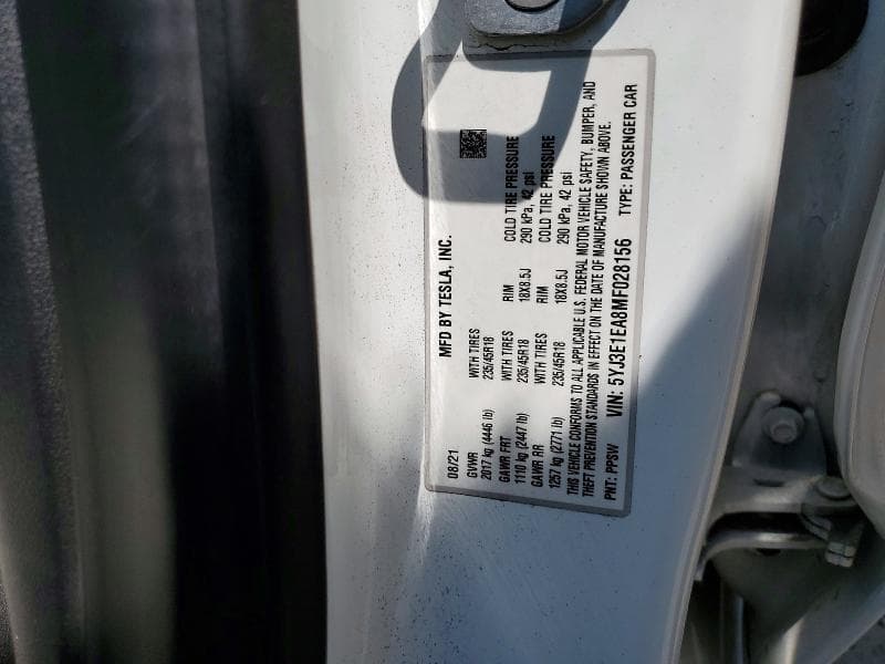 2021 TESLA MODEL 3 12