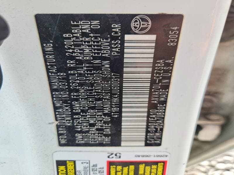 2018 TOYOTA CAMRY SE 12