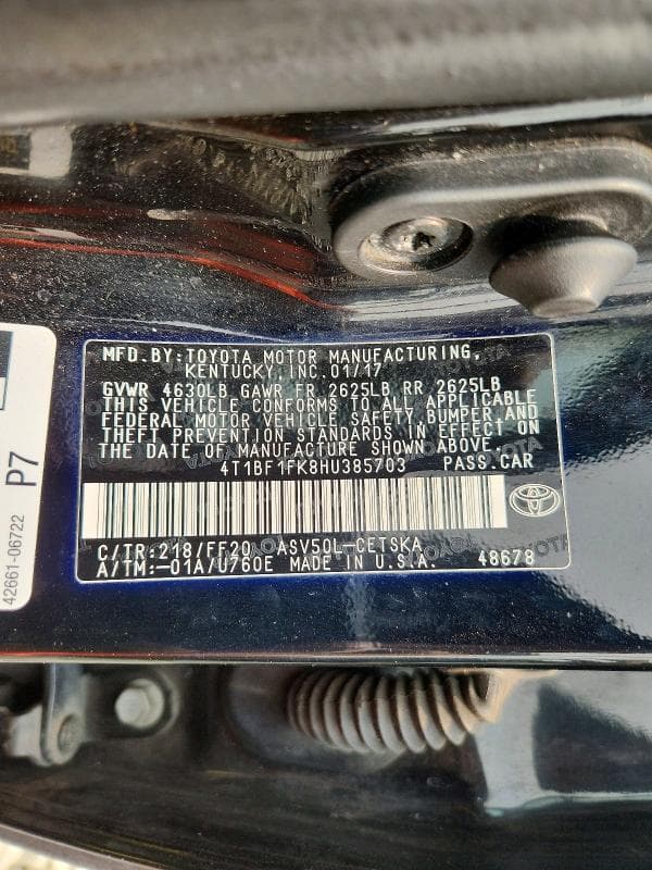 2017 TOYOTA CAMRY SE 13