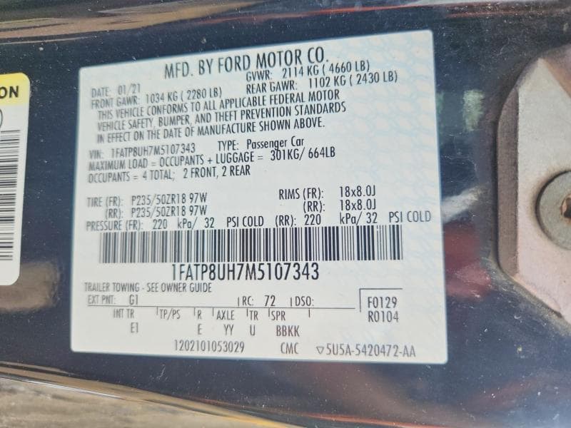 2021 FORD MUSTANG 12