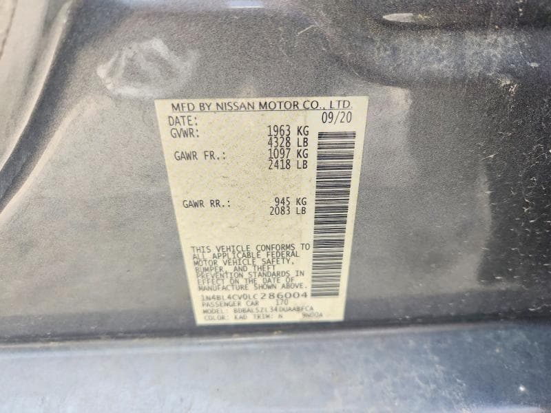 2020 NISSAN ALTIMA SR 12