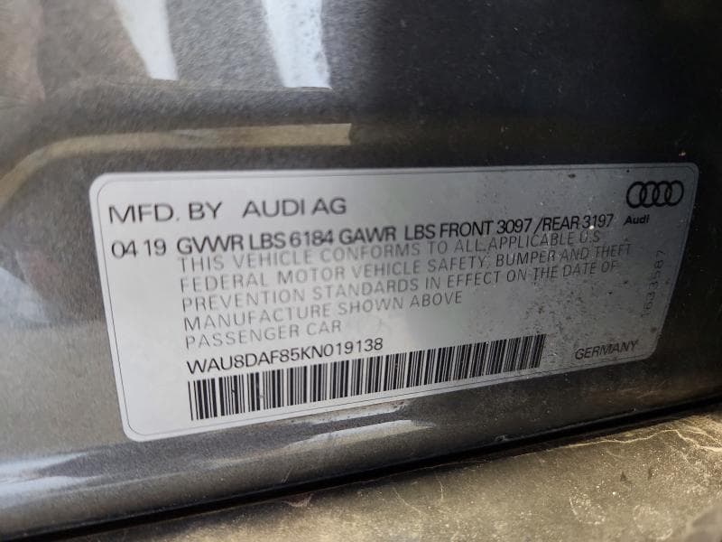 2019 AUDI A8 L 12