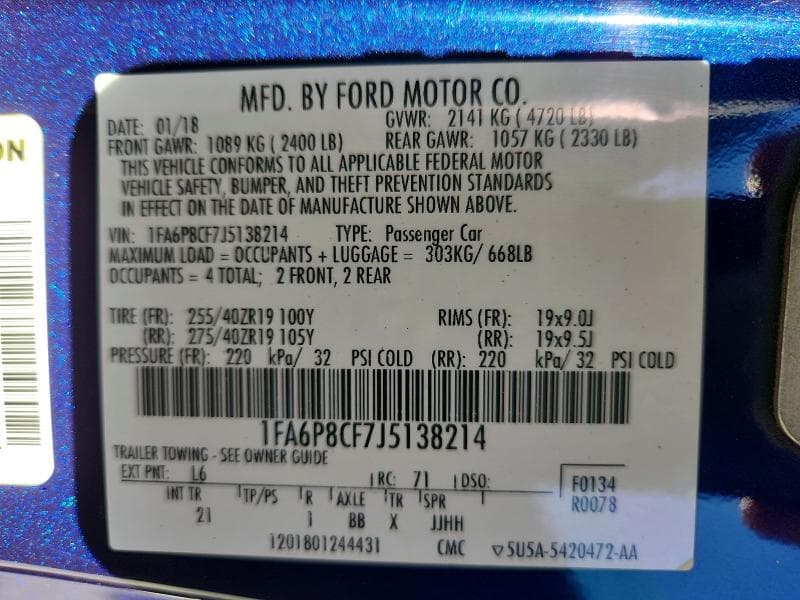 2018 FORD MUSTANG GT 13