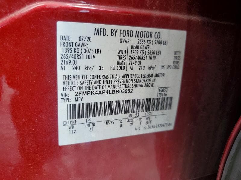 2020 FORD EDGE ST 13