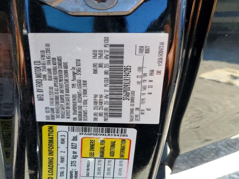 2020 FORD FUSION TITANIUM 12