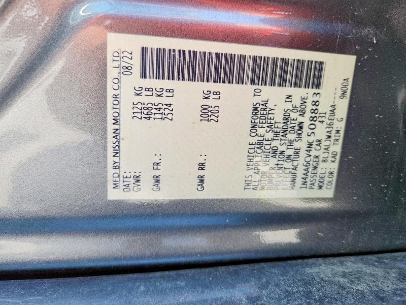 2022 NISSAN MAXIMA SV SV 12