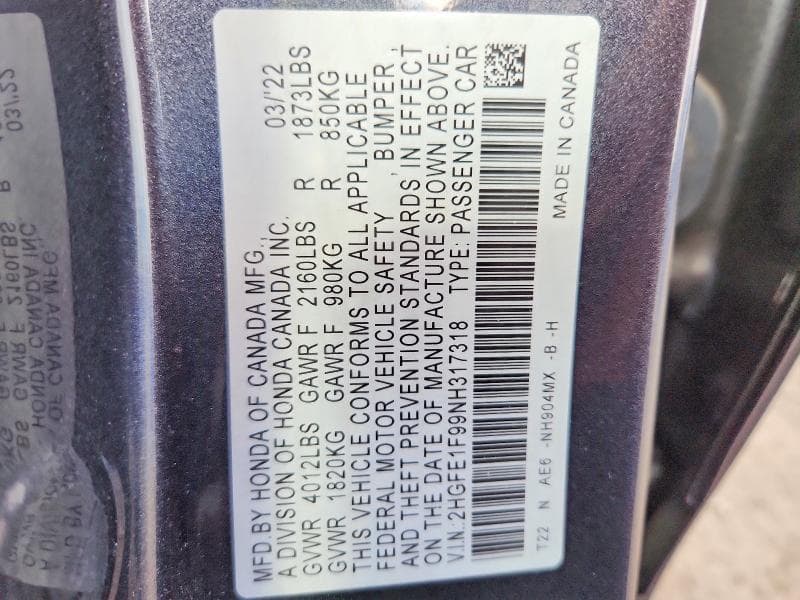 2022 HONDA CIVIC TOURING 12