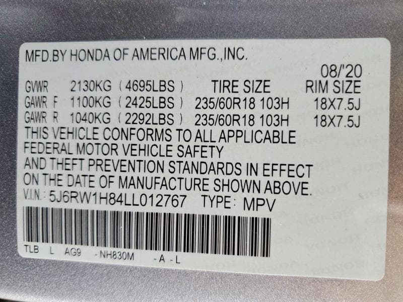 2020 HONDA CR-V EXL 12