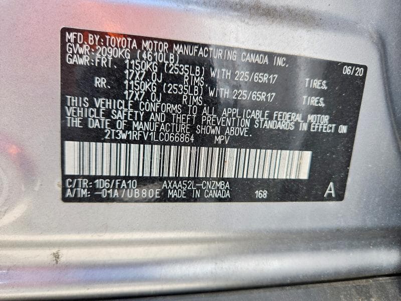 2020 TOYOTA RAV4 XLE 13