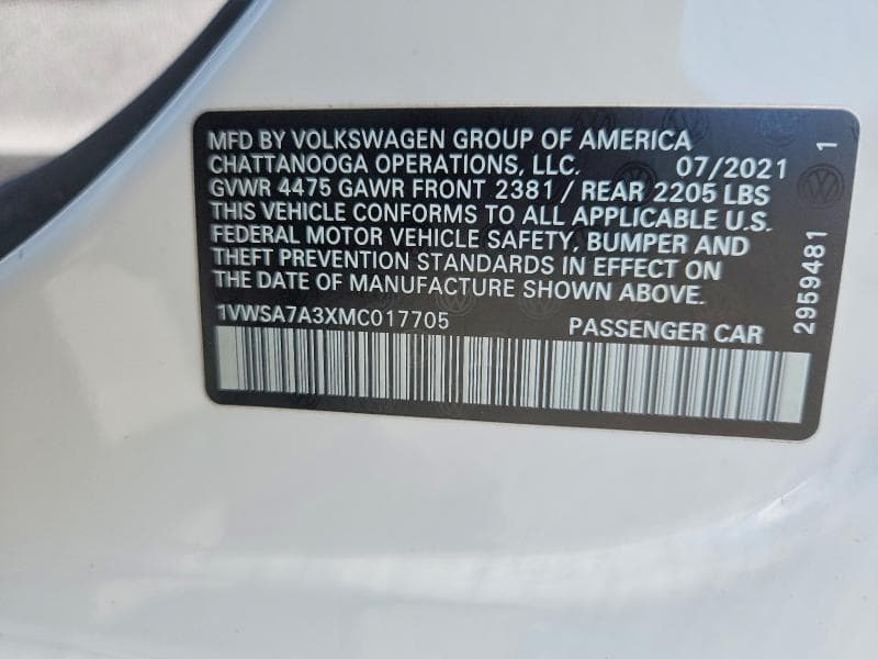 2021 VOLKSWAGEN PASSAT SE 12
