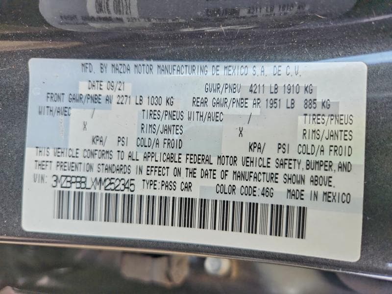 2021 MAZDA 3 SELECT 12