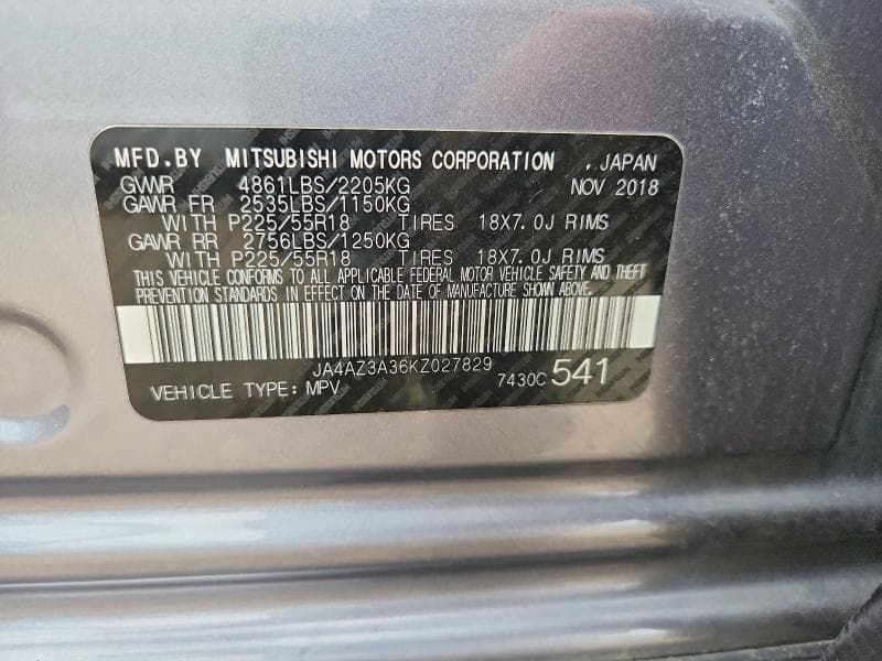 2019 MITSUBISHI OUTLANDER SE 12