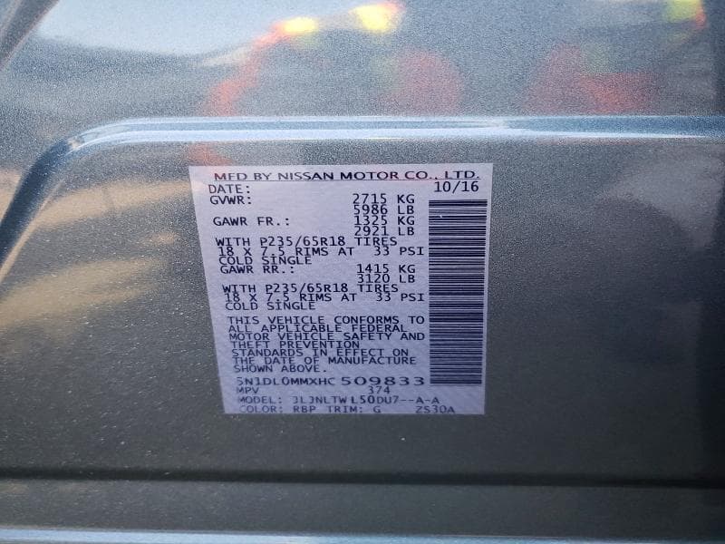 2017 INFINITI QX60 BASE 14