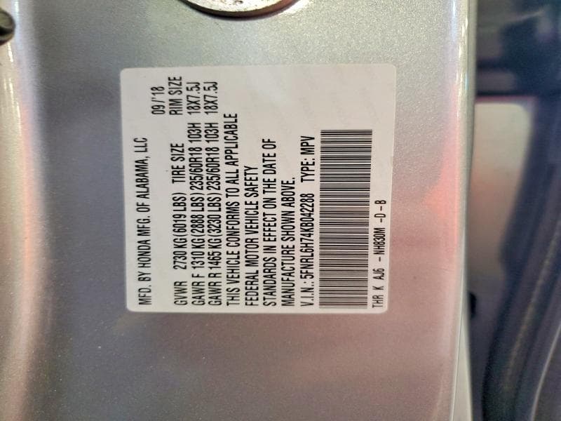 2019 HONDA ODYSSEY EXL 13