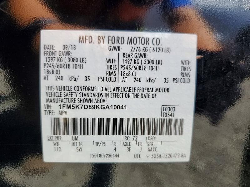 2019 FORD EXPLORER XLT 13